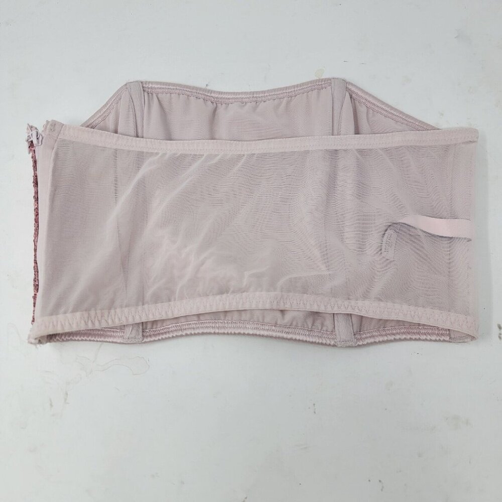 Victoria's Secret Strapless Side Zip Bralette Hot Pink Sequin Mesh Back Large L - Picture 2 of 3